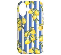 Custodia per iPhone 17 Italian Coast Lemons On Blue Stripes Summer Fruit Pattern