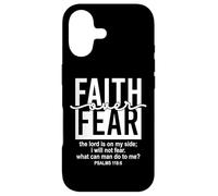 Custodia per iPhone 17 Jesus Faith Over Fear Black White Psalm 118:6 Christian God