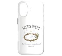 Custodia per iPhone 17 Jesus Wept John 11:35 Crown of Thorns Watercolor