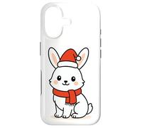 Custodia per iPhone 17 Kawaii Arctic Lepre in sciarpa rossa e cappello di Babbo Natale inverno