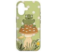 Custodia per iPhone 17 Kawaii Frog Sitting On Mushroom Cute Aesthetic Pattern