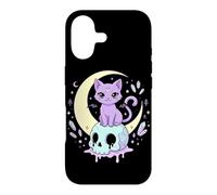 Custodia per iPhone 17 Kawaii Goth Cat Skull Anime Manga Horror Raccapricciante Pastel Goth