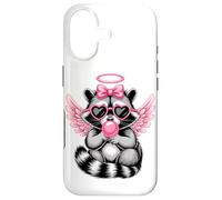 Custodia per iPhone 17 Kawaii Raccoon Valentine's Day Angel With Heart Sunglasses