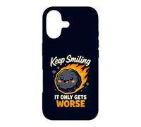 Custodia per iPhone 17 Keep Smiling It Only Gets Worse Funny Meteor Citazione