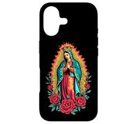 Custodia per iPhone 17 La Virgen di Guadalupe con Rose e Aura Dorata