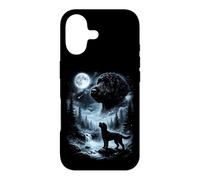 Custodia per iPhone 17 Labradoodle nero che ulula alla luna retrò anni '90 Doodle Dog
