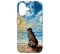 Custodia per iPhone 17 Labrador Cioccolato Starry Night Beach Brown Lab Dog Aja Art