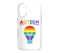 Custodia per iPhone 17 Lampadina arcobaleno per la consapevolezza dell'autismo, supporto autistico, mamma e papà