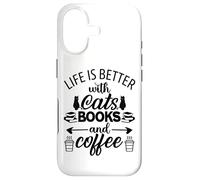Custodia per iPhone 17 Life is Better with Cats & Books Coffee Black Cat Book Lover