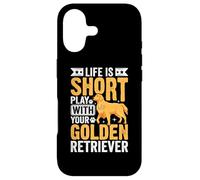 Custodia per iPhone 17 Life Is Short Play With Your Golden Retriever
