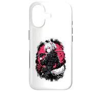 Custodia per iPhone 17 Lupo Anime Girl Samurai Katana Rosa Nero Design Estetico