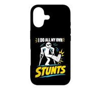 Custodia per iPhone 17 Maglietta con scritta "I Do My Own Stunts", con scritta in inglese "Get Well Funny Injury Leg