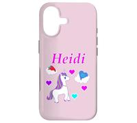 Custodia per iPhone 17 Maglietta per compleanno con unicorno e nome Heidi, personalizzabile