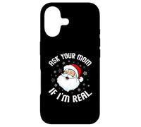Custodia per iPhone 17 Maglione natalizio con scritta "Ask Your Mom If I'm Real", divertente Babbo Natale