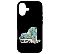 Custodia per iPhone 17 Mappa Vintage di New York con Iconici Luoghi da Scoprire