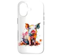 Custodia per iPhone 17 Mens Womens Girls Colorful Paint Splash Cute Show Pig Lover