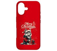 Custodia per iPhone 17 Merry Christmas Wolf Santa Hat Animal Cute Xmas Holiday