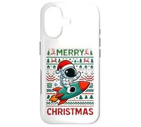 Custodia per iPhone 17 Merry Ugly Christmas Funny Santa Astronaut Riding Rocket