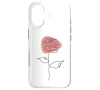 Custodia per iPhone 17 Minimalist Floral Rose Flower Line Art in Pink and White