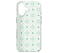 Custodia per iPhone 17 Minty Green Crosses Circles Leaves Petals Geometric Pattern