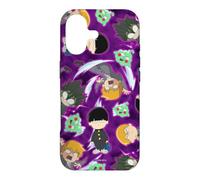 Custodia per iPhone 17 Mob Psycho 100 Repeating Chibi Characters on Purple Anime
