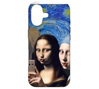 Custodia per iPhone 17 Monna Lisa Starry Night Girl con un orecchino di perla L'urlo