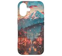Custodia per iPhone 17 Monte Fuji Townscape: moda giapponese ispirata agli anime vintage