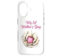 Custodia per iPhone 17 My 1st Mother's Day: Mommy & Child Holding Heart - White