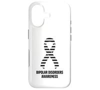 Custodia per iPhone 17 Nastro a strisce bianche e nere per la consapevolezza dei disturbi bipolari