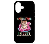 Custodia per iPhone 17 Natale a luglio Chillin Cats Flamingo Float Meowy Xmas