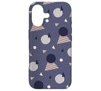Custodia per iPhone 17 Navy Blue Grey Circle Triangle Dots Stripe Retro Pattern