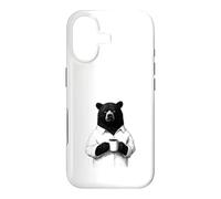 Custodia per iPhone 17 Orso Burbero con Caffè Disegno Animale per Chi Ama il Caffè