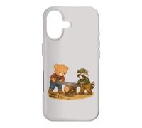 Custodia per iPhone 17 Orso e procione segando il legno - Carini operai forestali