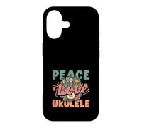 Custodia per iPhone 17 Peace Love Ukulele Hippie, lettore musicale hawaiano retrò