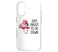 Custodia per iPhone 17 Pink Flamingo Drinking Wine Tasting Sips About to Go Down