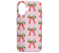 Custodia per iPhone 17 Pink Preppy Christmas Bow Pattern