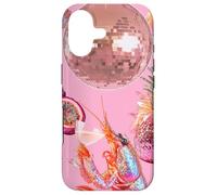 Custodia per iPhone 17 Pink Preppy Disco Ball Gamberetti Martini Cocktail Estate Divertente