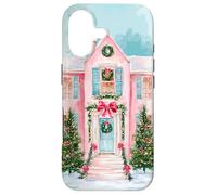 Custodia per iPhone 17 Preppy Pink Christmas Cottage Cozy Girly Vacanze invernali