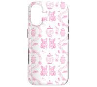 Custodia per iPhone 17 Preppy Pink Toile Bulldog francesi, Frenchie