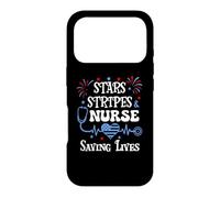 Custodia per iPhone 17 Pro 4th of July Nurse Funny Scrub Stars Stripes and Saving Lives