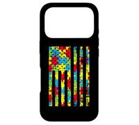 Custodia per iPhone 17 Pro Accettazione dei pezzi del puzzle della bandiera degli Stati Uniti d'America del mese della consapevolezza dell'autismo