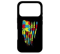 Custodia per iPhone 17 Pro Accettazione dei pezzi del puzzle della bandiera degli Stati Uniti d'America del mese della consapevolezza dell'autismo