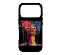 Custodia per iPhone 17 Pro Afro Americano Donna Floreale Afro Colore Dipinto Vis