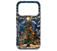 Custodia per iPhone 17 Pro Albero di Natale Luce Vetro Stained Glass Holiday Lover Inverno