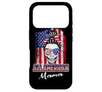 Custodia per iPhone 17 Pro All American Mama Patriotic Messy Bun Skull USA 4th of July
