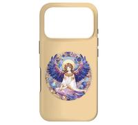 Custodia per iPhone 17 Pro Angelo custode blu e viola per vegliare su di te