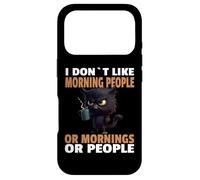 Custodia per iPhone 17 Pro Angry Black Cat Bere Caffè Non mi piace Mattina Persone