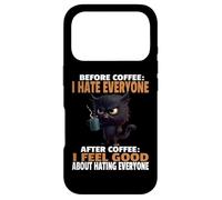 Custodia per iPhone 17 Pro Angry Black Cat Bere Caffè Prima del Caffè Odio Tutti