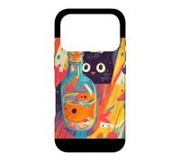 Custodia per iPhone 17 Pro Arte Di Gatto Nero Curioso E Pesciolino Rosso