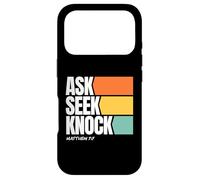 Custodia per iPhone 17 Pro Ask Seek Knock Matthew 7:7 Christian Faith Design